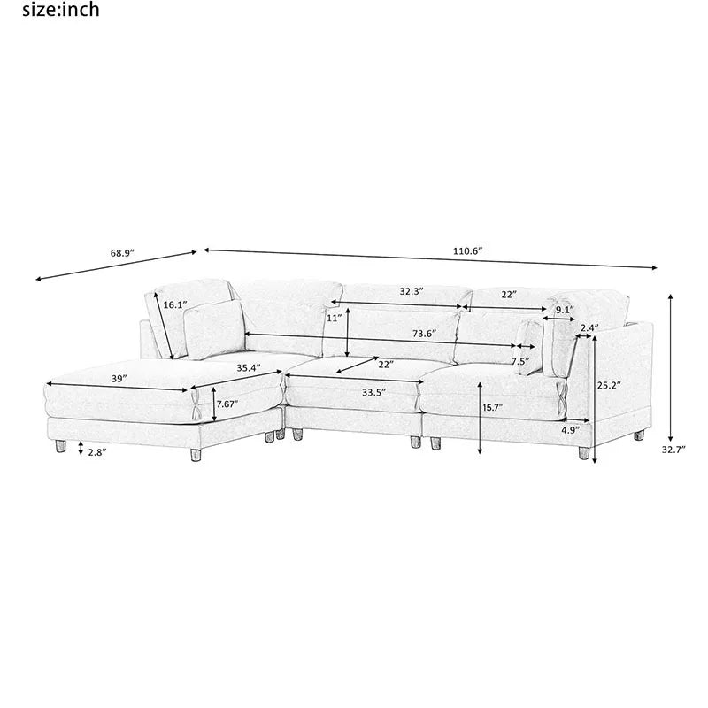 Modern Comfy Large L Shaped Living Room Sofas Sectional Floor Recliner Couches Bedroom Office Chaise Lounge Accent Furniture