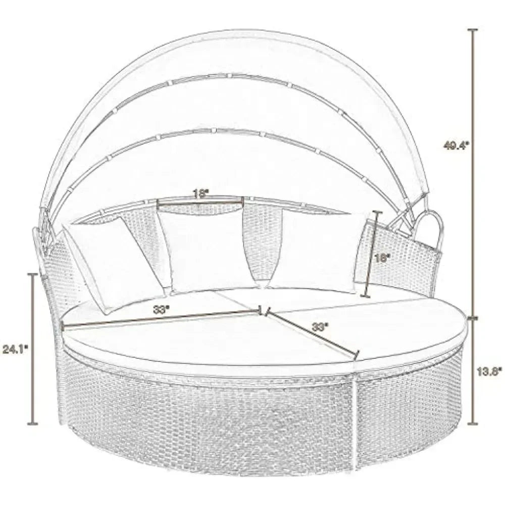 Outdoor round Garden Sofas Canopy Wicker Rattan Separated Seating Sectional Sofa for Patio Lawn Garden Sofas