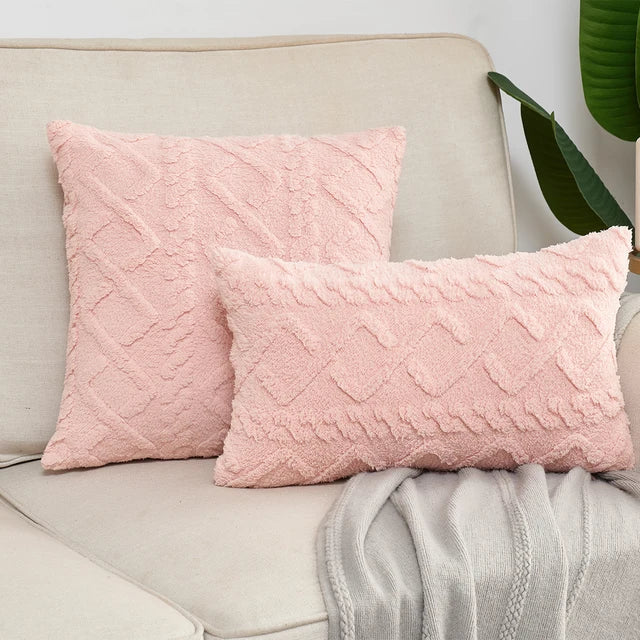 Pillowcase Decorative Home Pillows White Pink Retro Fluffy Soft Throw Pillowcover for Sofa Couch Cushion Cover 45X45 Pillow Hugs