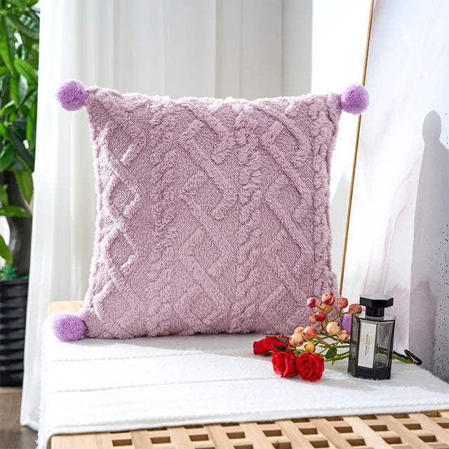 Pillowcase Decorative Home Pillows White Pink Retro Fluffy Soft Throw Pillowcover for Sofa Couch Cushion Cover 45X45 Pillow Hugs