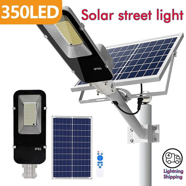 Powerful Solar Light Outdoor Solar Street Light 350/120LED 6500K IP65 Waterproof Street Light for Garage Garden Terrace