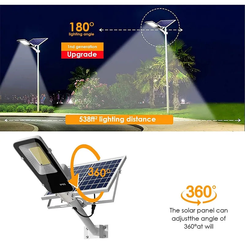 Powerful Solar Light Outdoor Solar Street Light 350/120LED 6500K IP65 Waterproof Street Light for Garage Garden Terrace