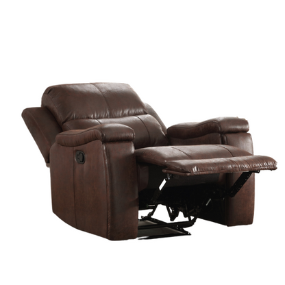 Mocha Leather Recliner with Ergonomic Armrests & Cup Holder

Relax in style with this mocha leather recliner, featuring ergonomic armrests, an adjustable backrest, and a concealed cup holder. Crafted with durable faux leather and supportive foam padding, it offers both comfort and durability. Perfect for living rooms, home theaters, or reading spaces.