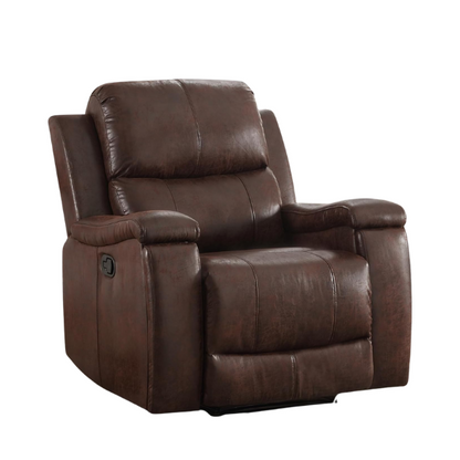 Mocha Leather Recliner with Ergonomic Armrests & Cup Holder

Relax in style with this mocha leather recliner, featuring ergonomic armrests, an adjustable backrest, and a concealed cup holder. Crafted with durable faux leather and supportive foam padding, it offers both comfort and durability. Perfect for living rooms, home theaters, or reading spaces.