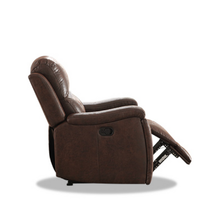 Mocha Leather Recliner with Ergonomic Armrests & Cup Holder

Relax in style with this mocha leather recliner, featuring ergonomic armrests, an adjustable backrest, and a concealed cup holder. Crafted with durable faux leather and supportive foam padding, it offers both comfort and durability. Perfect for living rooms, home theaters, or reading spaces.