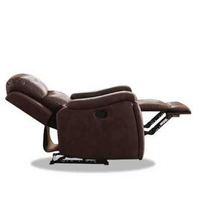 Mocha Leather Recliner with Ergonomic Armrests & Cup Holder

Relax in style with this mocha leather recliner, featuring ergonomic armrests, an adjustable backrest, and a concealed cup holder. Crafted with durable faux leather and supportive foam padding, it offers both comfort and durability. Perfect for living rooms, home theaters, or reading spaces.