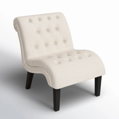 The perfect combination of style and comfort with this cream button-tufted accent chair, designed to make a timeless statement in your home. Whether for reading, relaxing, or entertaining, this chair is the perfect addition to any room.