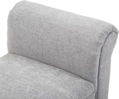 Light grey upholstered end of bed bench with padded foam cushion, modern design, and practical storage space underneath. Stylish and durable, perfect for bedroom, entryway, or living room