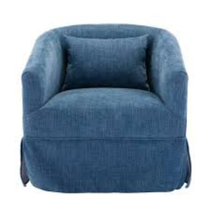 Set of two Teal Swivel Accent Chairs featuring a modern design with luxurious teal linen blend upholstery, a 360-degree swivel base, metal frame with wood accent detailing, and sturdy construction. These chairs provide exceptional comfort with foam and spring cushioning, making them ideal for lounging, relaxing, or entertaining. Versatile and family-friendly, they complement various décor styles in living rooms, offices, or bedrooms. Easy assembly with tools and instructions included.