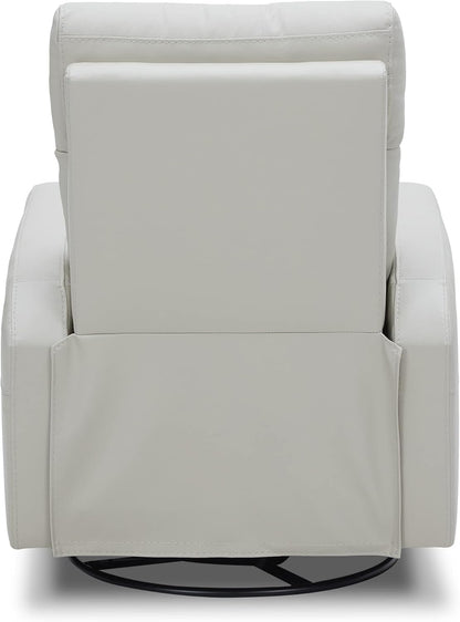 Silver grey power swivel rocker recliner with 270° swivel, smooth gliding recline, USB charging port, and durable faux leather fabric. Supports up to 350 lbs, perfect for living room, bedroom, or nursery. Easy assembly and quiet motor.