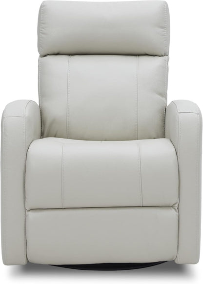 Silver grey power swivel rocker recliner with 270° swivel, smooth gliding recline, USB charging port, and durable faux leather fabric. Supports up to 350 lbs, perfect for living room, bedroom, or nursery. Easy assembly and quiet motor.