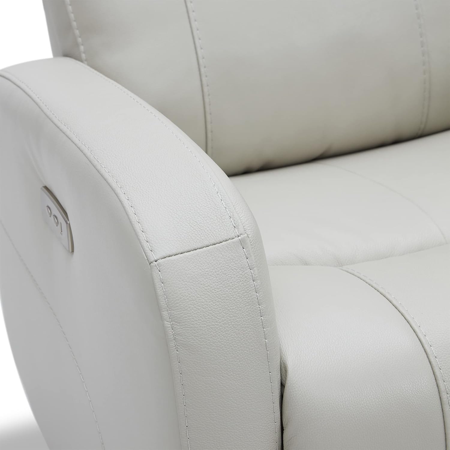 Silver grey power swivel rocker recliner with 270° swivel, smooth gliding recline, USB charging port, and durable faux leather fabric. Supports up to 350 lbs, perfect for living room, bedroom, or nursery. Easy assembly and quiet motor.