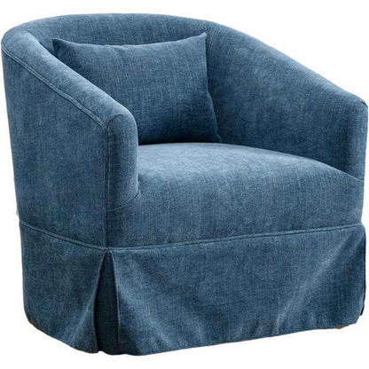Set of two Teal Swivel Accent Chairs featuring a modern design with luxurious teal linen blend upholstery, a 360-degree swivel base, metal frame with wood accent detailing, and sturdy construction. These chairs provide exceptional comfort with foam and spring cushioning, making them ideal for lounging, relaxing, or entertaining. Versatile and family-friendly, they complement various décor styles in living rooms, offices, or bedrooms. Easy assembly with tools and instructions included.