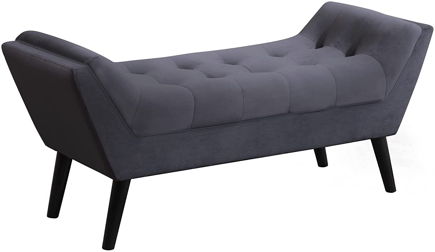 Modern Dark Grey Tufted Fabric Bench with Solid Wood Frame – Versatile Seating for Bedroom, Living Room, or Entryway. Comfortable, Stylish, and Easy to Maintain, Supports Up to 300 lbs.