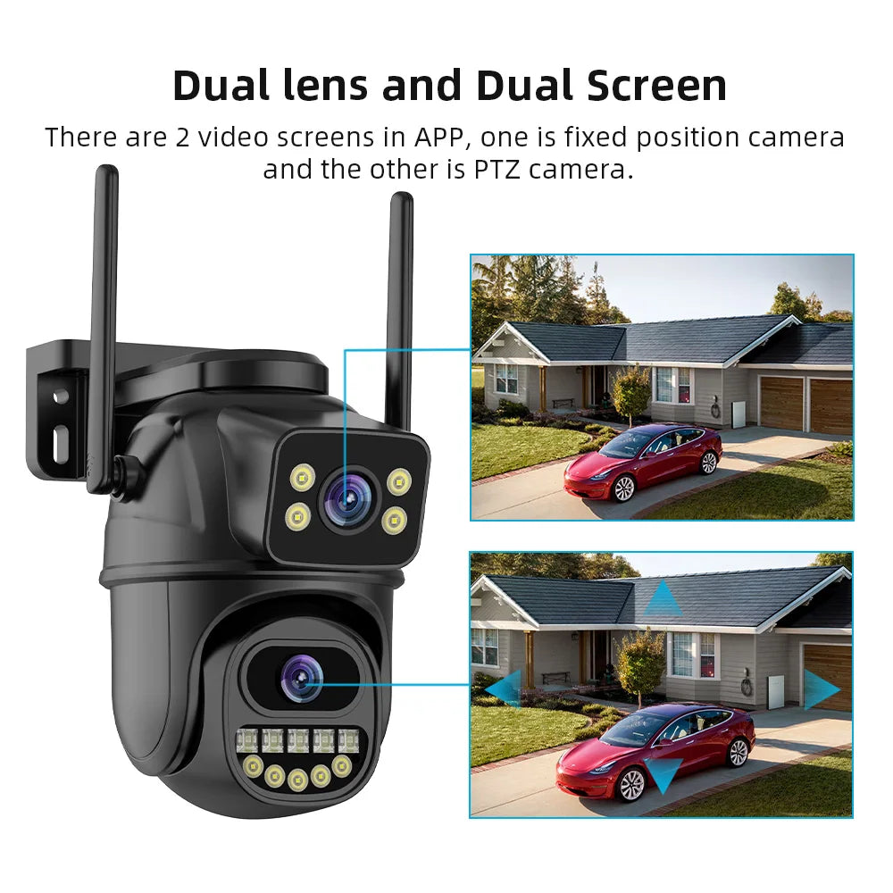 Taitas-Wifi Surveillance Camera, Dual Lens, 4X Digital Zoom, AI Human Detect, ONVIF, Outdoor Security PTZ IP Cameras, 4K, 8MP