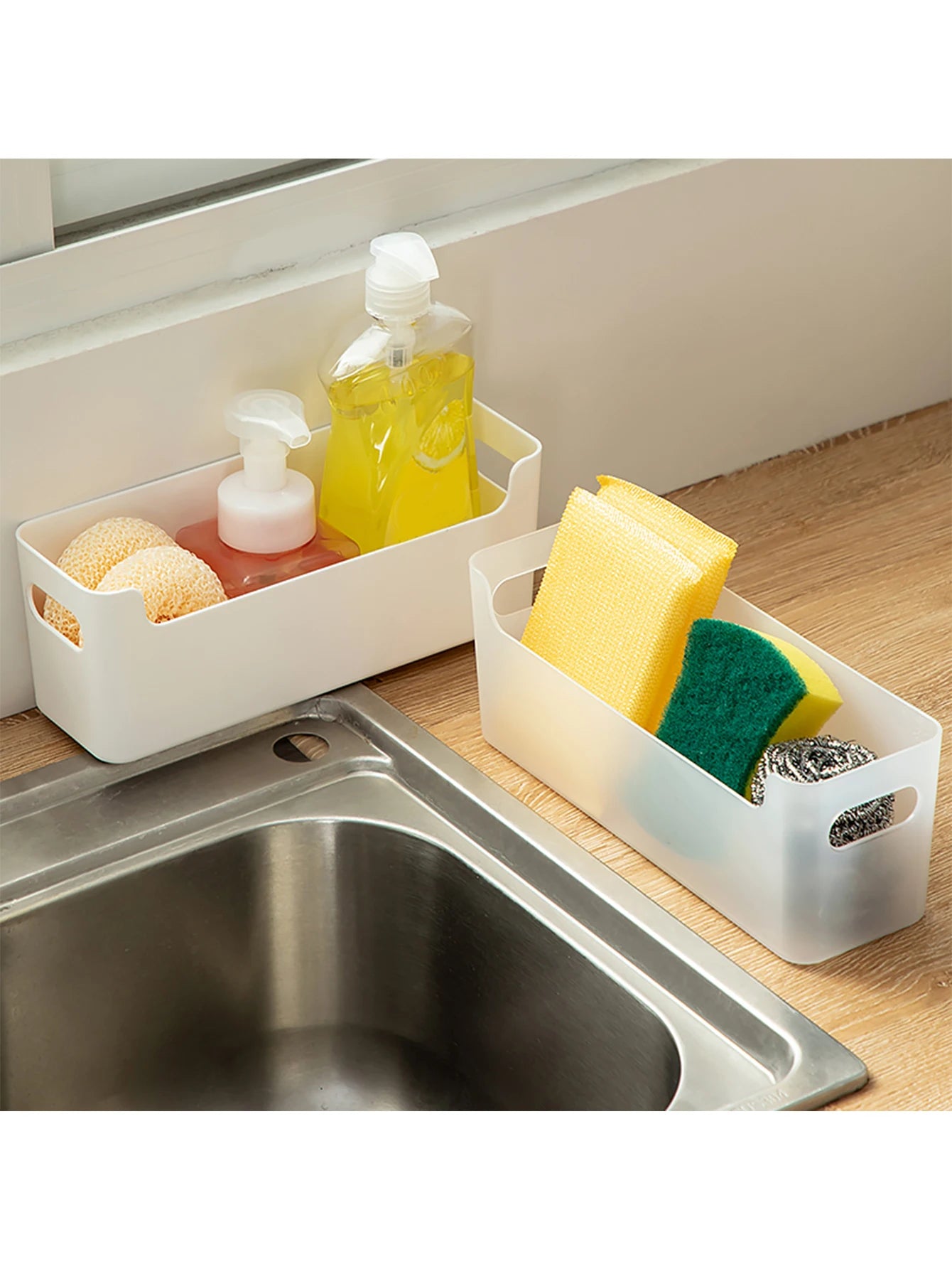 Multifunctional Plastic Kitchen Storage Organization Punch Free Wall-Mounted Cabinet Storage Box for Kitchen Accessorie