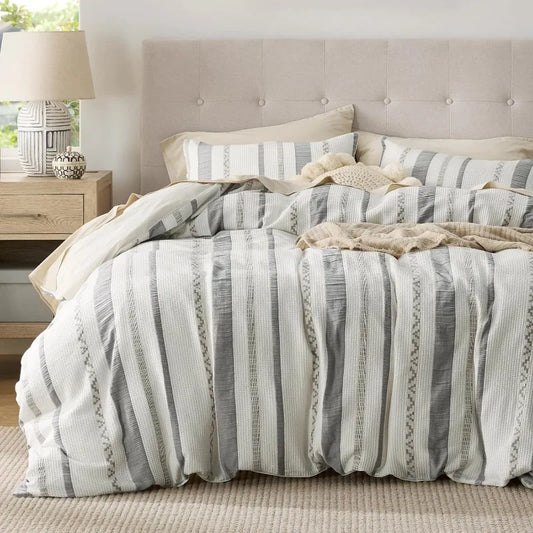 Waffle Weave Duvet Cover - 100% Cotton Boho Duvet Cover Set - Extra Soft Textured Comforter Cover