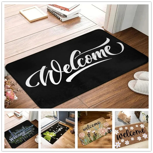 Welcome Letter Door Mat Non-Slip Carpet Bedroom Entrance Doormats Home Decoration Washable Kitchen Bathroom Balcony Floor Rug