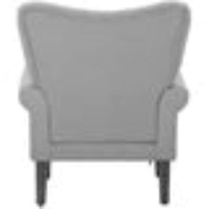 Grey solid colored accent chair with sleek, minimalist design and tapered wooden legs, offering comfort and style for any room. The chair features soft grey upholstery, a cushioned seat, ergonomic backrest, and padded armrests for added comfort. Perfect for living rooms, offices, or reading nooks.