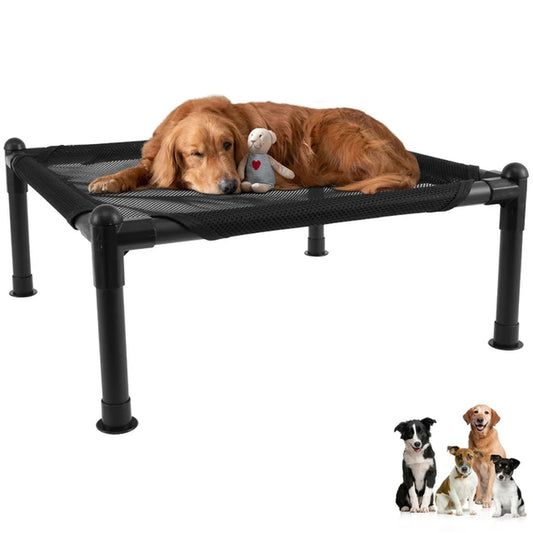 Folding Elevated Dog Bed Raised Outdoor Dog Bed with Steel Frame Washable Breathable Cooling Mesh Elevated Pet Bed Portable