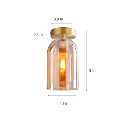 Amber Brass Industrial Pendant Light – Modern Glass & Metal Ceiling Fixture
