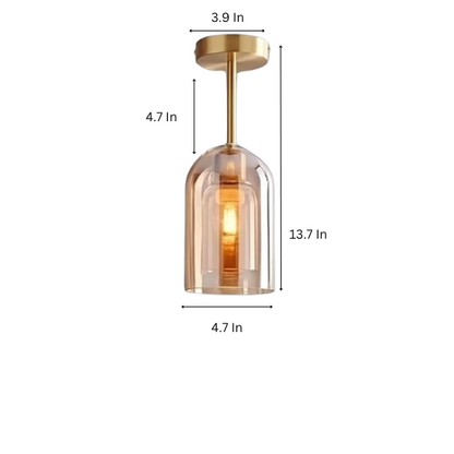 Amber Brass Nordic Ceiling Light – Modern Industrial Glass and Metal Fixture