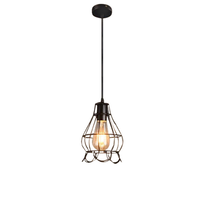 Adjustable black Art Deco metal chandelier with E27 bulb socket for vintage lighting.