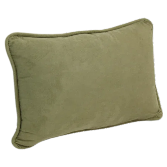 Avocado green microsuede lumbar throw pillow set of 2 with piped edges – decorative rectangular cushions for sofa, bed, and lounge chairs