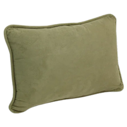 Avocado green microsuede lumbar throw pillow set of 2 with piped edges – decorative rectangular cushions for sofa, bed, and lounge chairs