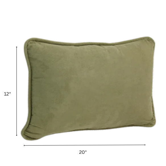 Avocado green microsuede lumbar throw pillow set of 2 with piped edges – decorative rectangular cushions for sofa, bed, and lounge chairs