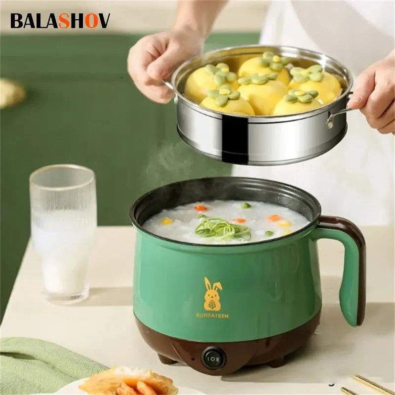 Mini Electric Cooker for Home Kitchen 2 People Food Noodle Single/Double Layer Multifunction Non-Stick Pan Steam Cooking Machine