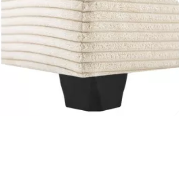 Beige corduroy accent chair with matching ottoman, featuring plush upholstery, durable wood and metal frame, and soft high-resilience foam cushions.