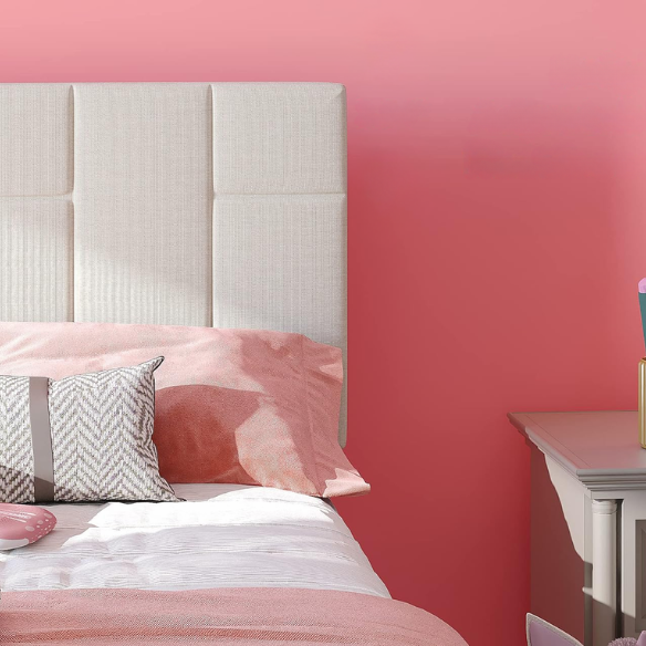 Beige twin platform bed frame with linen upholstered adjustable headboard, sturdy wooden slats, metal support frame, and underbed storage clearance.

