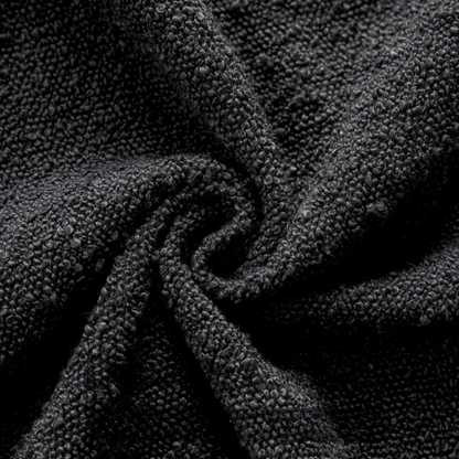 Black boucle throw pillow cover with soft loop texture, 18x18 inches – cozy modern accent for sofa, bed, or armchair