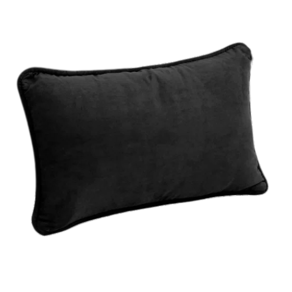 Black microsuede lumbar throw pillow set of 2 with piped edges – decorative rectangular pillows for sofa, bed, and accent chairs