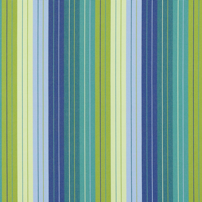 Striped accent pillow in blue and green – reversible, weather-resistant, and overstuffed with polyester fill for both indoor and outdoor use.

