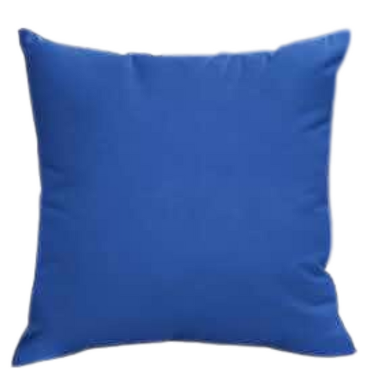 Set of 2 blue square throw pillows with corded edges and hidden zipper closure, made of soft cotton-blend twill fabric, perfect for modern and transitional home décor.