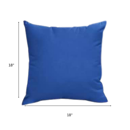 Set of 2 blue square throw pillows with corded edges and hidden zipper closure, made of soft cotton-blend twill fabric, perfect for modern and transitional home décor.