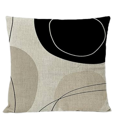 Boho linen throw pillow covers in beige, light coffee, and cream with modern abstract design