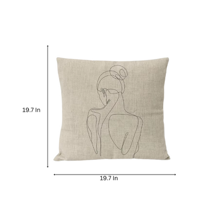 Boho linen throw pillow covers in black, light coffee, and cream with modern abstract design