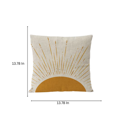 Boho Linen Throw Pillow Covers with Modern Abstract Design in Neutral Multi-Colored and Amber Shades with Leaf Patterns – Decorative Square Pillow Covers for Home, Office, and Bedroom.