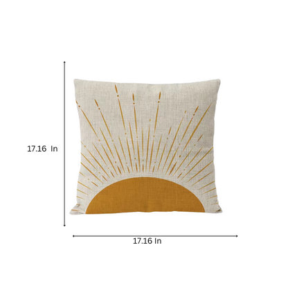 Boho Linen Throw Pillow Covers with Modern Abstract Design in Neutral Multi-Colored and Amber Shades with Leaf Patterns – Decorative Square Pillow Covers for Home, Office, and Bedroom.