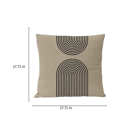 Boho Linen Throw Pillow Covers with Modern Abstract Design in Black, Light Coffee, and Beige - Available in Multiple Sizes