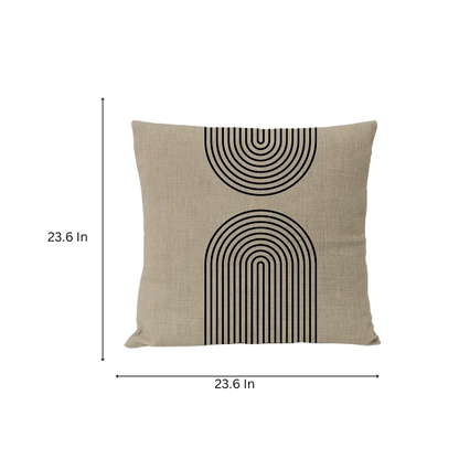 Boho Linen Throw Pillow Covers with Modern Abstract Design in Black, Light Coffee, and Beige - Available in Multiple Sizes
