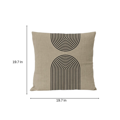 Boho Linen Throw Pillow Covers with Modern Abstract Design in Black, Light Coffee, and Beige - Available in Multiple Sizes
