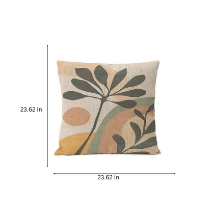 Boho Linen Throw Pillow Covers with Modern Abstract Design in Neutral Multi-Colored Shades – Decorative Square Pillow Covers for Home, Office, and Bedroom.