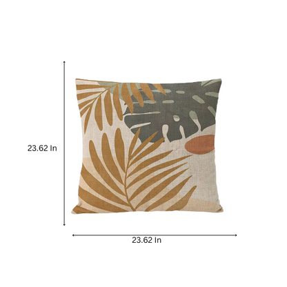 Boho Linen Throw Pillow Covers with Modern Abstract Design in Neutral Multi-Colored Shades – Decorative Square Pillow Covers for Home, Office, and Bedroom.