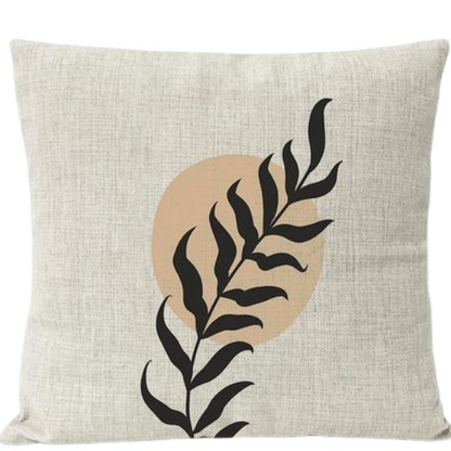 Boho Linen Throw Pillow Covers with Modern Abstract Design in Neutral Multi-Colored Shades – Premium Linen Decorative Pillows for Living Room, Bedroom, and Office.