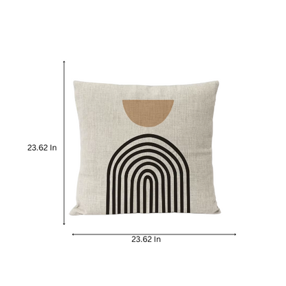 Boho Linen Throw Pillow Covers in Neutral Multi-Colored Abstract Design – Premium Linen Decorative Pillows for Living Room, Bedroom, and Office with Zipper Closure.