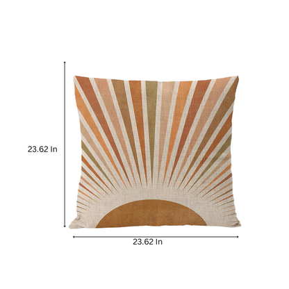 Boho linen throw pillow covers in neutral multi-colored abstract design